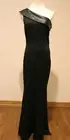NEW ZAC ZAC POSEN ONE SHOULDER VEGAN LEATHER TRIM MERMAID GOWN BLK SIZE 10 $695!