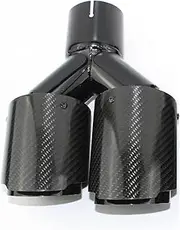 Car styling Modified exhaust Tip muffler tail throat 304 stainless steel and carbon fiber double outlet tail Tip(Silver)
