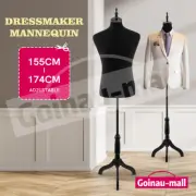 Black Male Mannequin Dressmaker Stand Model Manikin Torso Dummy Display 174CM