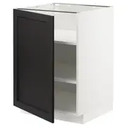 METOD base cabinet with shelves, white/Lerhyttan black stained, 60x60x80 cm
