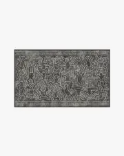 90' x 150' | Machine Washable Runner Rug | Kid & Pet Friendly | Indoor Rug | Balancing Act Black Rug by Keith Haring | Ruggable