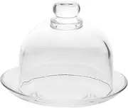 LAPYAPPE Elegant Glass High Footed Platter Lid for Tea Snacks Desserts Pastries Dried Fruit Decorative Tray Glass Serving Dish Space-Saving Design