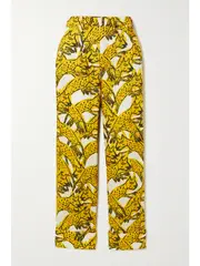 [AZ FACTORY] AZ FACTORY - Printed Recycled Satin-twill Wide-leg Pants - Yellow - FR 34 FR 34 Yellow