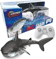 Hyper Drive: RC Shark - Gray - Light Up Remote Control Swimming Shark, 2.4 GHz, Sprays Water, Realistic Tail Motion, 360 Rotate, Water Play, Kids 6+