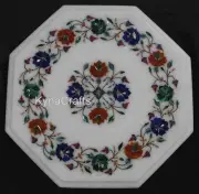 Muticolor Stone Inlay Work Corner Table for Cafeteria Marble Coffee Table Top