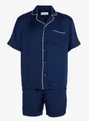 NEW PETER ALEXANDER MENS NAVY POLY SATIN SHORTIE PJ SET XL RRP$129