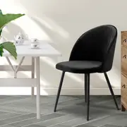 1 Set of 2 Levede Velvet Dining Chairs - Black