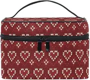 ODAWA Winter Snowflake Makeup Bag Travel Toiletry Bag Accessories Organizer for Women Girls Gift, Heart Knitting Pattern