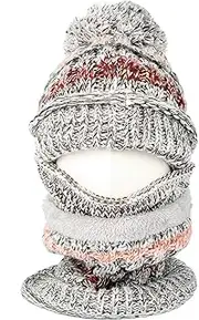 [WITHMOONS] Knit Fairs Isle Nordic Bobble Pom Beanie Hat DZX0024
