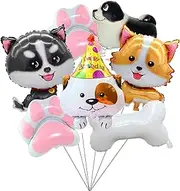 Dog Birthday Decorations Set - 7 Pcs Puppy Balloons, Paw & Bone Balloon for Dog Themed Party