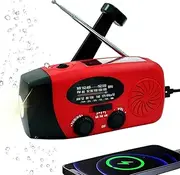 Handsider Hand Crank Emergency Weather Radio, AM FM NOAA Solar Radio with Led Flashlight and Earphone Jack, 2000mAh Power Bank Charger for Smartphone, Self Powered LED Flashlight with SOS Alarm