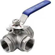 3-Way Ball Valve Stainless， 1pcs Stainless Steel 1/4" 3/8" 1/2" 1" BSP Female Full Port T/L-Port 3 Way Connector Adapter for Water Oil Air Gas(T Type,1 Inch)