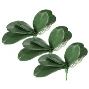 3 Pcs 9.45 Inch Faux Orchid Leaves 5 Petals Artificial Leaf with Stems Home