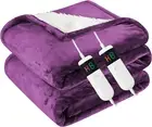 Heated Blanket Electric Queen Size, Soft Sherpa Flannel Heating Blanket Throw wi