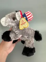 Donkey Democrat Mascot Plush Aurora Brand with USA Hat Flopsie Beans 7” NWT