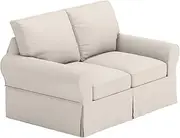 [HomeTown Market] Sofa Covers Custom Made for Pottery Barn PB Basic Loveseat Slipcover (PB Basic Loveseat, Polyester Flax Beige)