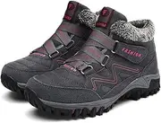 [Jfxgjuv] Fleekcomfy Snowy Villi Leather Ankle Boots Mens Womens Winter Thermal Villi Leather Platform Fashion High Top Boots Waterproof Non-Slip Durable Snow Winter Hiking Fleece Ankle Boots