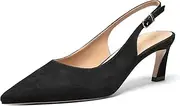 [FOGEENA] Womens Ankle Strap Night Club Pointed Toe Solid Buckle Cute Suede Kitten Leather Low Heel Pumps Shoes 2 Inch