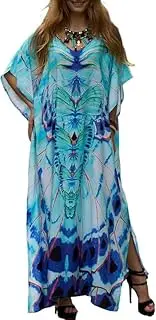 [Generic] Dresses for Women Ethnic Print Caftans Plus Size Swimsuit Cover-Up
