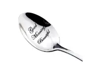 Soup Spoon Glossy Easy Clean Romantic Lettering Stainless Steel Free Engraved Coffee Spoon Restaurant Supplies -E