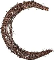 VALICLUD Rattan Wreath Frame Moon Shape Decorative Ring for Home Holiday Decor Natural Vine Crafting for Front Door Party Decorations Safe Material