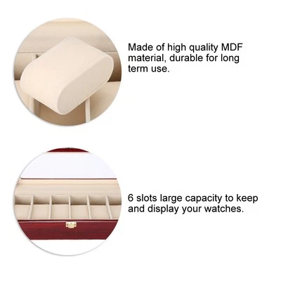 6 Slots Wooden Watch Storage Case Display Box Holder Organizer HR6