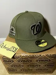 ExcIuslve New Era 59Fifty 7 1/2 Washington Nationals Cap Olive