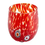 Murano Glass Drinking Glass Tumbler Red Blue Multi Hand Made Millefiori