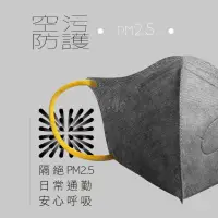 在飛比找PChome24h購物優惠-:dc 克微粒 奈米薄膜成人立體口罩 (灰色黃耳帶) 6片/