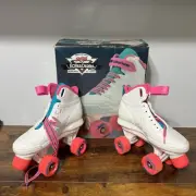 Vintage Derby Sprites 409 White Neon Pink Roller Skates Girls Size 1