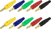 uxcell 10 Pcs 4mm Banana Plugs, 20A 9.5mm OD 53.8mm Length Speaker Wire Cable Plug Connectors, Banana Jack Connector for Speaker Wire Audio Cable, 5 Colors