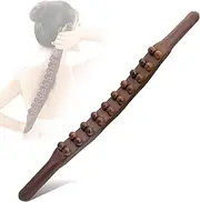 Goodtar Guasha Wood Stick Tools Wooden Therapy Scraping Lymphatic Drainage Massager, Double Row 20 Beads Point Treatment Gua Sha Tools for Back Leg