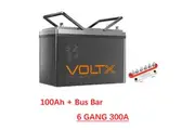 VoltX 12V 100Ah Lithium Battery + Bus Bar M8 Power Distribution Terminal Block (6 GANG 300A Red)