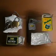 2 Pc Lot Mini Padlock In Box w/ Keys Diamond Brand & Wolfdog Brass 20 mm