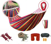 Double Hanging Hammock Outdoor Garden Travel Beach Swinging Bed