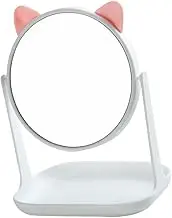 1pc Portable Makeup Mirror with Rotatable Design Compact Storage Tray for Jewelry and Cosmetics for Desktop Use for Women