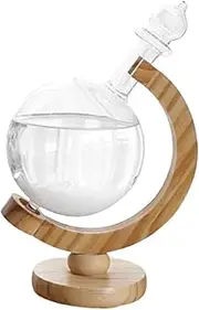 Storm Glass Creative Globe - Weather Crystal Bottle Glass | Weather Globe Glass Bottle with Wooden Base | Storm Glass Weather Station Predictor | Weather Station Weather Forecaster with Wood Base