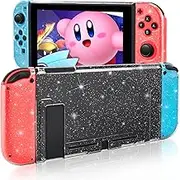 DLseego Dockable Crystal Case Compatible with Nintendo Switch, Glitter Bling Cover with Shock-Absorption and Anti-Scratch Design Protective Case - Crystal Glitter