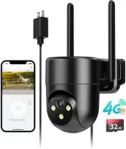 Security Camera 4G LTE Cellular Wired 24/7 Recording 360° View 2K Color Night