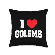 I Love Golems Throw Pillow, 16x16, Multicolor