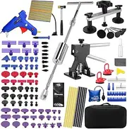 PDR 115PCS Car Dent Puller Kit - Paintless Dent Removal Kit with Slide Hammer, Dent Puller, Multi-Size Puller Heads, Line Dent Board & Storage Bag – Fix 90% of Dents on Car Door/Hood/Body/Roof