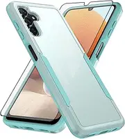 [Asuwish] Phone Case for Samsung Galaxy A14/M14 5G with Tempered Glass Screen Protector Cover and Slim Thin Hybrid Full Body Protective Mobile Rugged Cell Accessories A 14 4G 14A 14M G5 Women Men Green