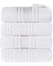 Superior Set of 4 Sadie Zero Twist Cotton Jacquard Floral Absorbent Bath Towels