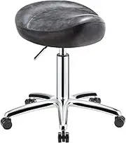 Rolling Saddle Stools Height Adjustable 36-50cm for Office Beauty Salons SPA Work - Swivel Chairs with PU Seat and Bilateral Wheels