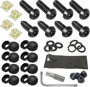 Anti-Theft License Plate Screw Kit M6 (1/4"), Rustproof Stainless Steel Car Tag Mounting Hardware, Tamper-Proof Fasteners with Caps for Front Rear Frame Holder Mounting