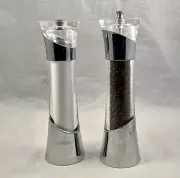 New Set OLDE THOMPSON 10” Salt Pepper Mill Grinder Mills Stainless Steel ~ NWOT