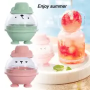 Round Ice Ball Mold Ice Tray Spherical Ice Cube with Cover Rabbit Bear Silicone