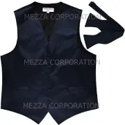 New Men's Vesuvio Napoli Tuxedo Vest Waistcoat Self-tie Bowtie prom Navy blue