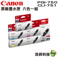 在飛比找Yahoo!奇摩拍賣優惠-CANON PGI-750+CLI-751 六色一組 原廠墨