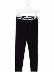 [Off-White Kids] logo-waistband leggings 8 Black